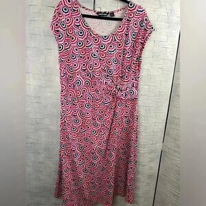 Lands’ End Print‎ cap sleeve Dress Costal asymmetrical Twist tall plus size